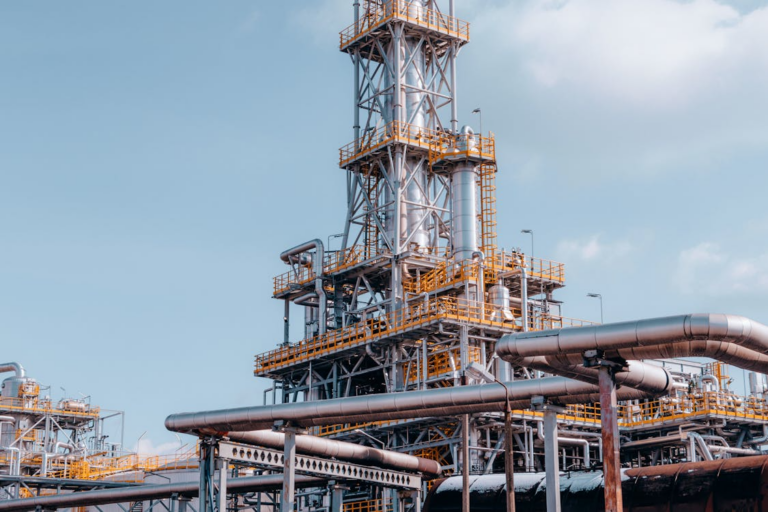 Oil refinery plant close up
